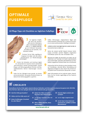 Infoblatt Optimale Fu&szlig;pflege bei Diabetes
