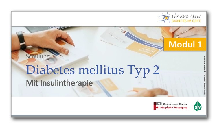 Titelfolie der Schulungsfolien über Diabetes mellitus Typs mit Insulintherapie; Quelle: Therapie Aktiv
