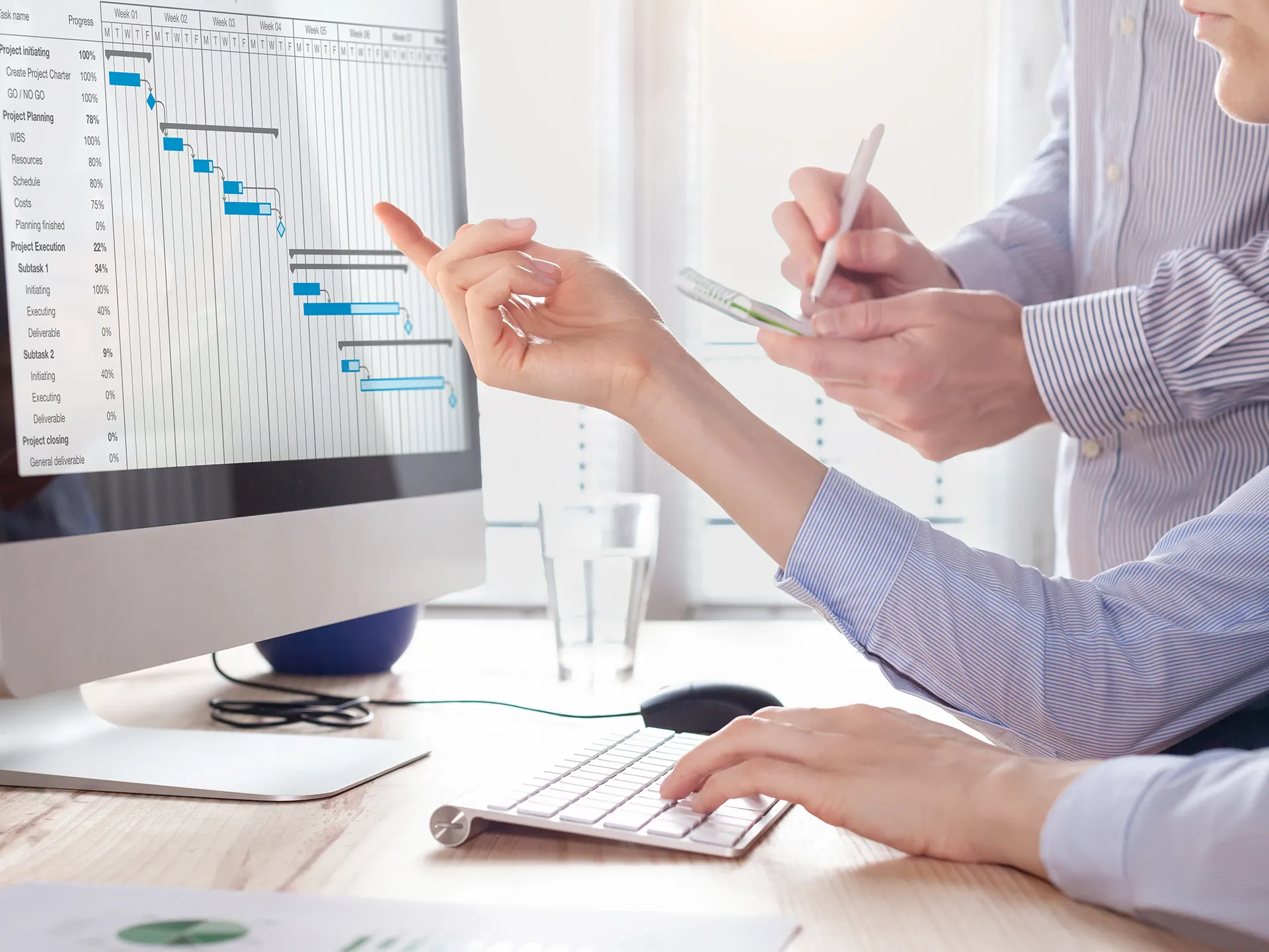 Projektmanagerinnen, Gantt-Diagramm, Projektplan, Computer