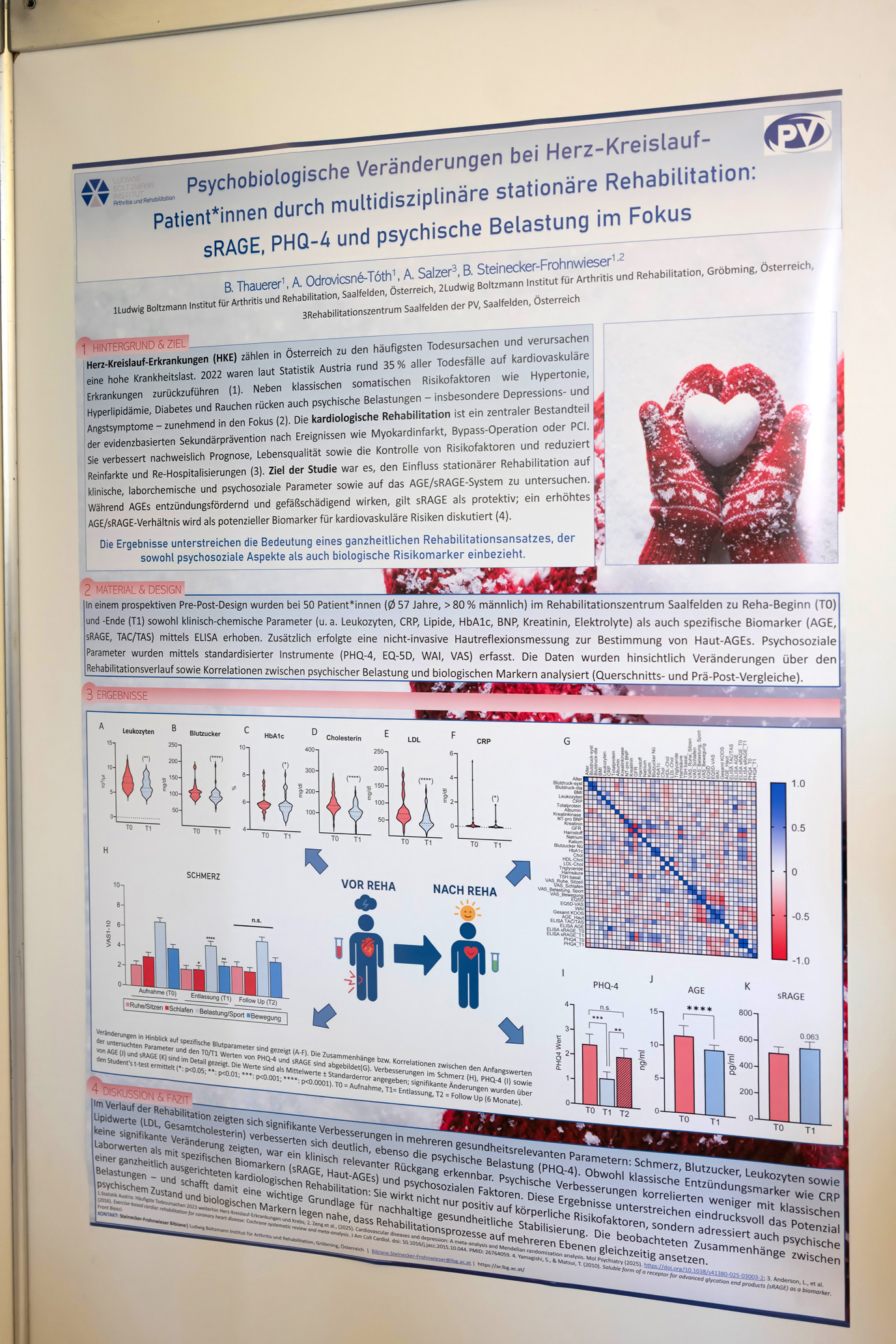 Wissenschaftliches Poster Ludwig Boltzmann Institut und Pensionsversicherung: Psychobiologische Veränderungen bei Herz-Kreislauf-Patient*innen durch multidisziplinäre stationäre Rehabilitation