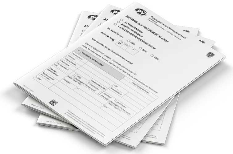 Vorschaubild Antragsformular Teilpension einer Alters-, Korridor oder Langzeitversichertenpension